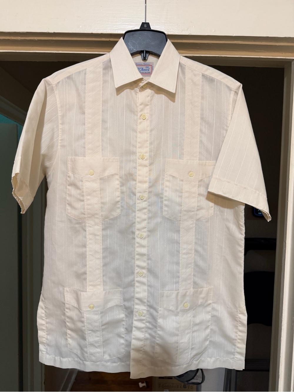 Men's D’Accord Luxury Edition Short-Sleeve Cream Guayabera-Style Shirt